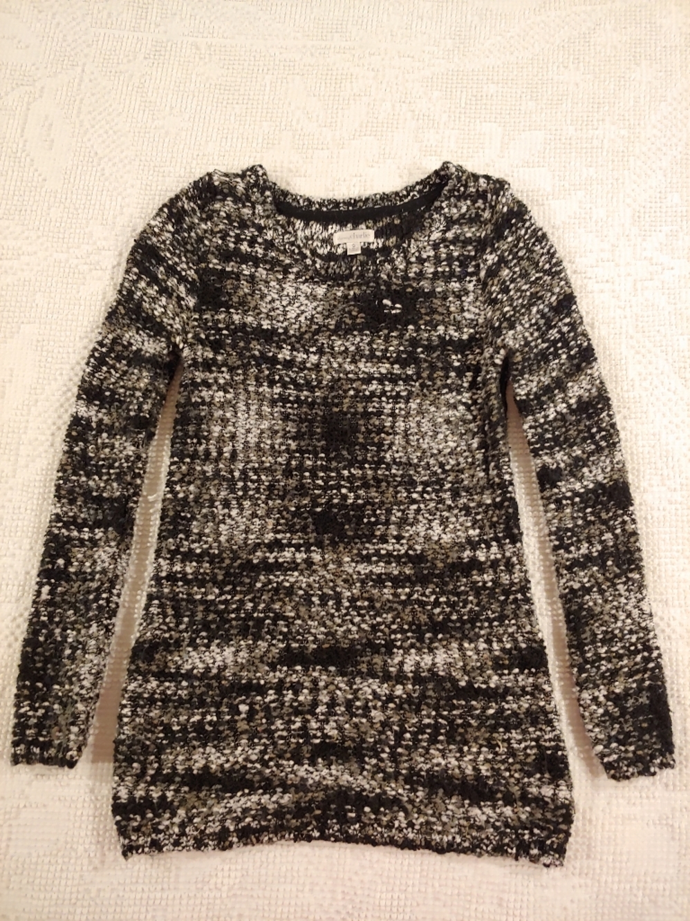 Charming Charlie Black and White Marled Crewneck Sweater